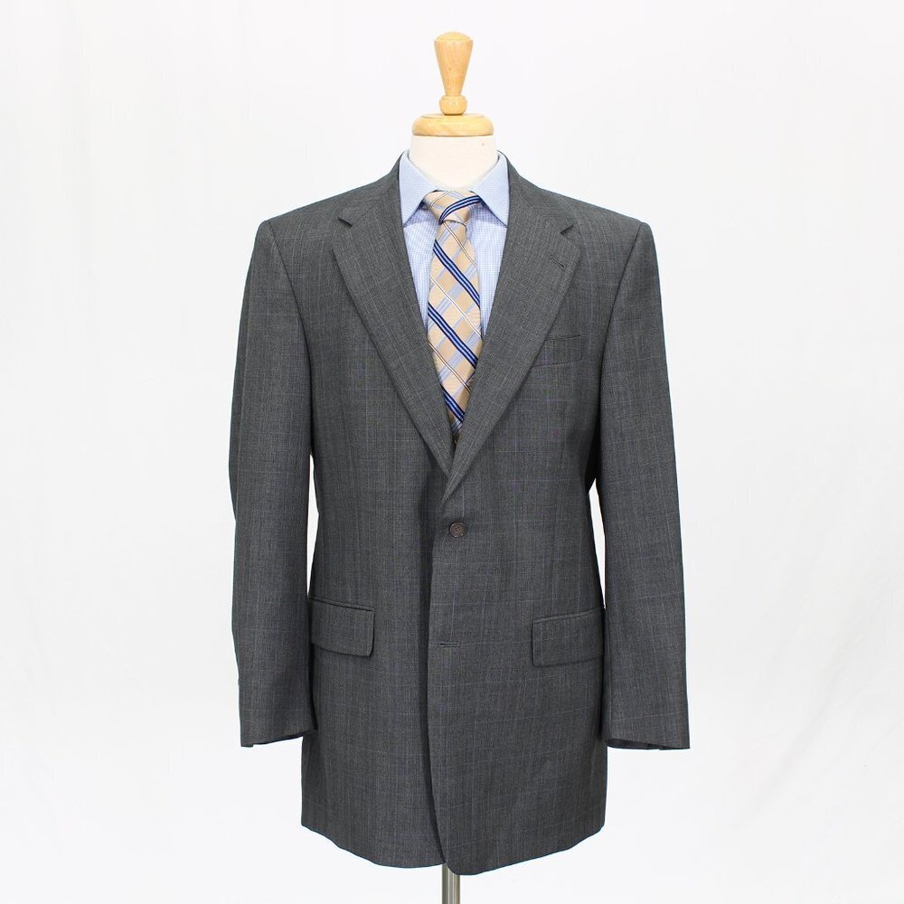 Hart Schaffner Marx 42L Gray Check 2-Button Sport Coat Blazer Jacket V595